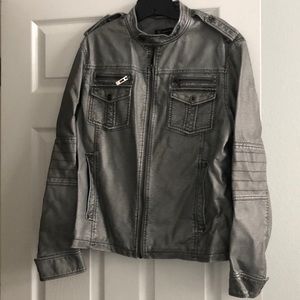 Gray faux leather jacket. Super soft